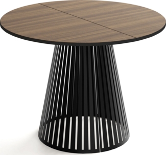 WFL GROUP Esstisch Naro Black (erhältlich in 2 Größen – 100/120 cm, ausziehbar auf 180/200 cm), platzsparender Tisch mit Lamellen für Küche, Esszimmer oder Wohnzimmer