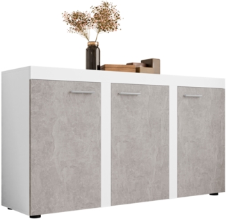 Kommode Rango 3F2 (Farbe: Weiß / Beton Hell)
