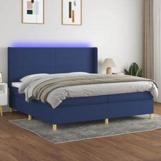 vidaXL Boxspringbett mit Matratze & LED Stoff Blau 200x200 cm, Härtegrad: H2 [3138747]