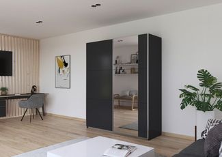 rauch Schwebetürenschrank Kleiderschrank Drehtürenschrank Schrank Garderobe KRONACH TOPSELLER (in 3 Ausstattungen BASIC/CLASSIC/PREMIUM, Breiten 131/175/218/261 cm) optional ohne, mit 1 oder 2 Spiegel, viel Stauraum MADE IN GERMANY