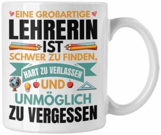 Trendation Tasse Trendation - Lehrerin Abschiedsgeschenk Tasse Geschenk zum Abschied Kl