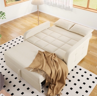 MODFU Schlafsofa Multifunktionales Sofa-Bett für kleine Räume, komfortabel, Komfort-Sofa-Bett, Polstersofa, Schlafsofa 1 Teile, aus Baumwoll-Leinen, 110x180 cm Schlafbereich