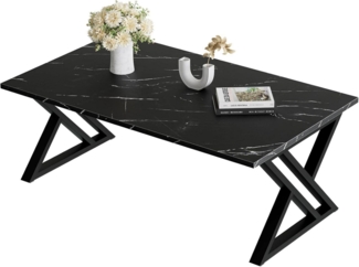 Couchtisch Holz Schwarz Marmor Metallgestell