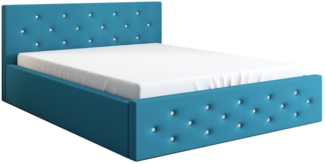Polsterbett VALI-OM 140x200 ohne Matratze, Bettkasten und Lattenrost. Farbe: Azur 13