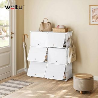 Woltu Schuhregal, 1-tlg, Schuhaufbewahrung mit 6 Fächern für 24 Paar Schuhe