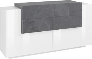 Sideboard >Catania< in Weiß-Hochglanz - 160x86x45cm (BxHxT)