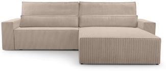 MOEBLO Ecksofa aus Cord DENVER L, Ottomane beidseitig montierbar Couch Cord für Wohnzimmer Schlafsofa Sofagarnitur Sofa Eckcouch L-Form Cordstoff - 290x85x200cm, mit Schlaffunktion und Bettkasten, mit Relaxfunktion