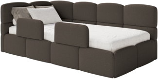 Selsey 'Cloudy' Jugendbett links, Rausfallschutz, Bouclé Braun, 90x200 cm