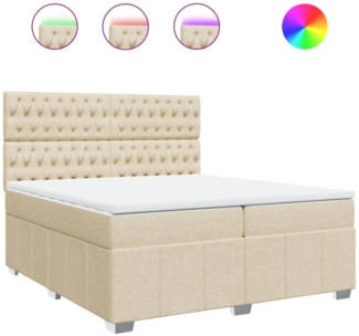 vidaXL Boxspringbett mit Matratze Creme 200x200 cm Stoff 3294087