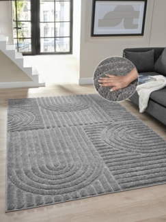 OTTO home Teppich Jonne, Boho-Design, Scandi, Designteppich, rechteckig, Höhe: 20 mm, Hoch-Tief, 3D Optik, skandinavischer Stil, Wohnzimmer, Schlafzimmer