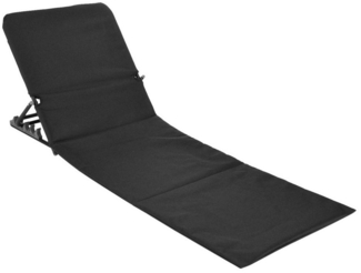 Strandmatte klappbar mit verstellbarer Rückenlehne - schwarz - Liegematte faltbar mit Tragegurt - Strandliege Sonnenliege Gartenliege Sonnenmatte Liegematte für Garten Camping Picknick Reise Urlaub