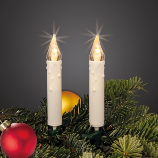 hellum Lichterkette innen, 30 LED elfenbein farbige Kerzen Lichterkette, Weihnachtsbaum 8,7m beleuchtet + 3m Zuleitung, Kabel grün, Baumlichterkette warmweiß, Helligkeit