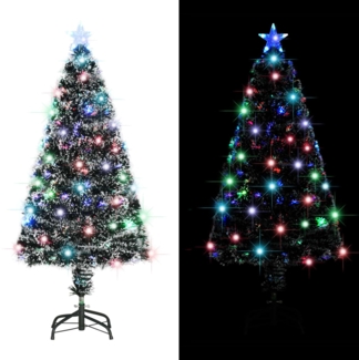 vidaXL Künstlicher Weihnachtsbaum mit Ständer/LED 120 cm Fiberoptik, Mit Beleuchtung [284297]