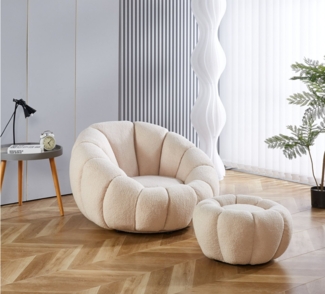 alesvelt Drehsessel Kürbis Sessel 360° Drehfunktion Relaxsessel inkl. Hocker (Set, 2-St), 360° Drehfunktion