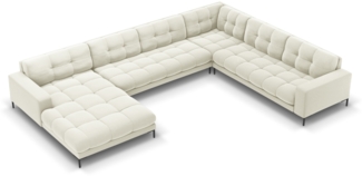 Micadoni Wohnlandschaft Mamaia 7-Sitzer Samtstoff Helles Beige Metall schwarz Rechts