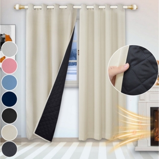 Rosnek Vorhang Thermogardinen,Schlafzimmer Vorhänge Blickdicht,Verdunklungsvorhänge (2 St), abdunkelnd, Kälteschutz,mit Ösen,für Wohnzimmer Schlafzimmer