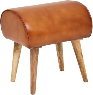 Kadima Design Echtleder Sitzhocker aus Massivholz, Braun, 120 kg Belastbarkeit. 45x40x53 cm