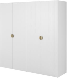 Selsey 'Moonir' Kleiderschrank 4-türig mit 2 Kleiderstangen, weiß 200 x 200 x 57 cm