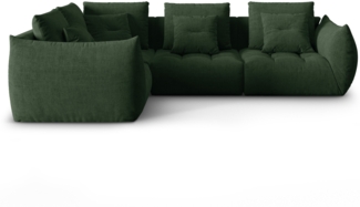 Micadoni Ecksofa Bloom 3-Sitzer Strukturierter Stoff Moßgrün Links