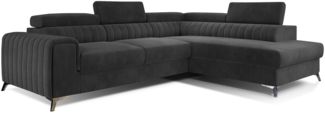 Ecksofa Laurence mit Schlaffunktion und Bettkasten - Monolith-Stoff