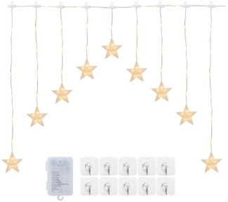 Quntis LED-Lichterkette 9 Sterne Lichterkette Weihnachtsdeko, 75-flammig, Dekolicht 8 Modi mit Batterie Kasten