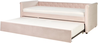 Tagesbett LIBOURNE 90 x 200 cm Samtstoff Pastellrosa