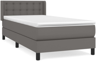 vidaXL Boxspringbett mit Matratze Grau 90x190 cm Kunstleder 3130755
