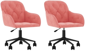 vidaXL Esszimmerstühle 2 Stk. Drehbar Rosa Samt 3103425