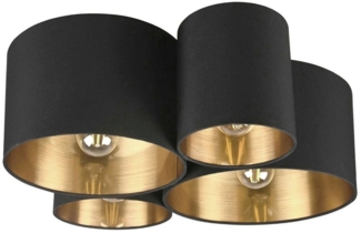 Reality Leuchten Deckenleuchte CARLTON, 4-flammig, Goldfarben, Schwarz, ohne Leuchtmittel, B 50 x T 47 cm