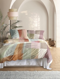 Irisette Wave Mako-Satin Bettwäsche 135x200 Karo oliv beere sand 8592-90