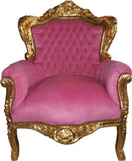 Casa Padrino Barock Sessel "King" Rosa/Gold