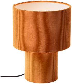 Lightbox Tischleuchte, ohne Leuchtmittel, Retro Tischlampe, Cord, Stoff, E27, 30cm, dekorativ, orange, gelb