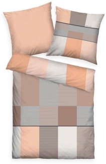 TOM TAILOR Bettwäsche Satin-Wende-Bettwäsche KARO, 135x200 cm, Pfirsich, Baumwolle, 2 teilig, mit Reißverschluss