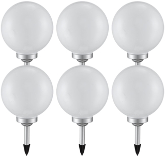 6er Set LED Solarleuchte, Kugel weiß, H 65 cm