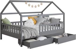 Kinderbett Hausbett "Kay" 120x200 Kiefer Massiv