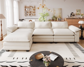 HOMALL Ecksofa U-förmiges Sofa, abnehmbar, 292cm*138cm*86cm, mit 4 Kissen, 4-Sitzer-Sofa aus 100% Chenille, geeignet für alle Arten von Wohnzimmern.