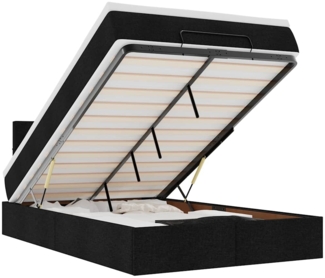 vidaXL Ottomane Bett mit Matratze & LEDs Schwarz 120x190 cm Stoff 3312293