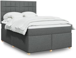 vidaXL Boxspringbett mit Matratze Dunkelgrau 140x190 cm Stoff 3293576