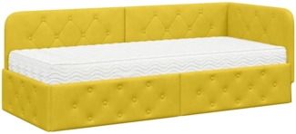 vidaXL Eckbettgestell mit Matratze mit Kopfteil Gelb 80 x 200 cm Samt 3394068