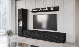 INOSIGN Wohnwand PARIS, Vitrine Türanschlag links/rechts wechselbar, (Komplett-Set, 3-St), grifflose Design, stehend und hängend montierbar