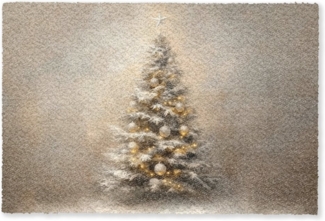 MuchoWow Fußmatte Weihnachten - Weihnachtsbaum - Schnee - Kunst, Rechteckig, innen Schmutzfangmatte, Tür, Schmutzfänger Flur, Teppich, 60x40 cm