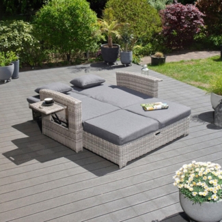Sunny Garten Multifunktionssofa, Polyrattan, grau, für 2 Personen