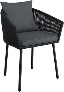 STEELSØN 'Nair' Polyrattan-Gartenstuhl inkl. Kissen, 4er-Set, schwarz, wetterfest, bis 160 kg belastbar