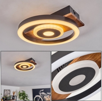 hofstein Deckenleuchte moderne Deckenlampe aus Metall/Holz/Kunststoff in Schwarz/Braun/Weiß, LED fest integriert, 3000 Kelvin, 12 Watt, 1100 Lumen, 3000 Kelvin