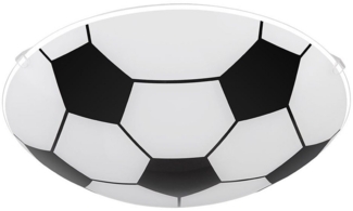 GLOBO LIGHTING Deckenleuchte, Leuchtmittel nicht inklusive, Kinderzimmerleuchte Deckenlampe Fußball-Design Glas schwarz D 30 cm