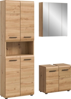 INOSIGN Badmöbel-Set FLORENZ, TOPSELLER!, 3-teilige Badkombination, hochwertige MDF-Front, (Set, 3-St, best. aus: 1 Hochschrank, 1Waschbeckenunterschrank, 1 Spiegelschrank), Bad-Kombination, Bad-Möbel, Badezimmer, Kombination, Kombi