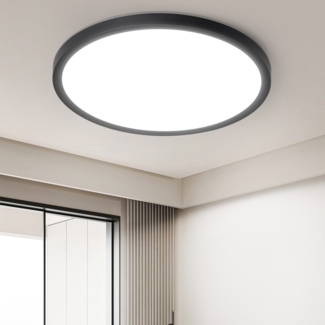 ZMH Deckenlampe LED Deckenleuchte Flach - Schlafzimmerlampe 18CM Badezimmerlampe 15W Küchenlampe Schlafzimmer Schwarz Deckenbeleuchtung Flurlampe Decke Badlampe 6500K für Küche Flur