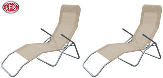 2er Set Siestaliege Kippliege Sonnenliege Strandliege Garten klappbar beige