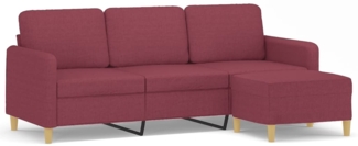 vidaXL 3-Sitzer-Sofa mit Hocker Weinrot 180 cm Stoff 3201198