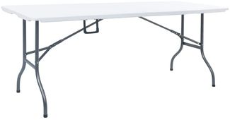 Gartentisch Klappbar, Balkontisch Weiß 180 x 72 x 72 cm HDPE